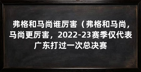 弗格和马尚谁厉害(弗格和马尚,马尚更厉害,2022-23赛季仅代表广东打过一次总决赛