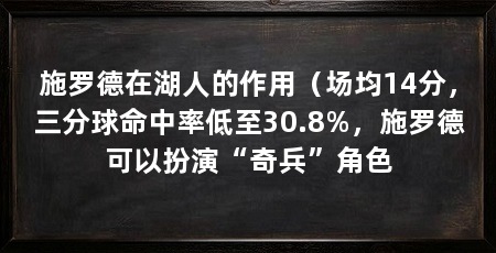 施罗德在湖人的作用（场均14分，三分球命中率低至30.8%，施罗德可以扮演“奇兵”角色