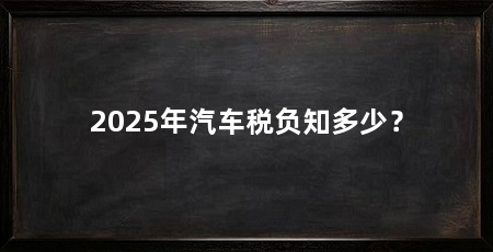 2025年汽车税负知多少?
