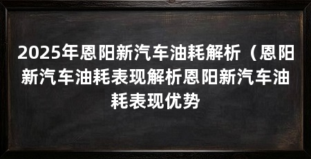 2025年恩阳新汽车油耗解析(恩阳新汽车油耗表现解析恩阳新汽车油耗表现优势