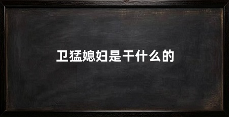 卫猛媳妇是干什么的
