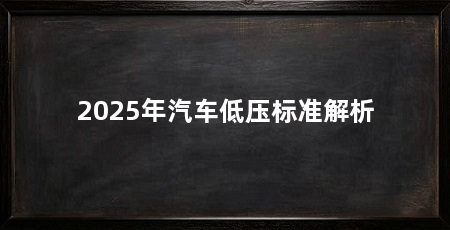 2025年汽车低压标准解析