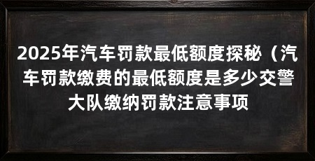 2025年汽车罚款最低额度探秘(汽车罚款缴费的最低额度是多少交警大队缴纳罚款注意事项