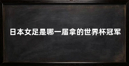 日本女足是哪一届拿的世界杯冠军