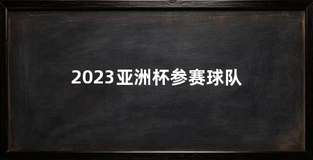 2023亚洲杯参赛球队
