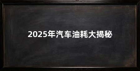 2025年汽车油耗大揭秘