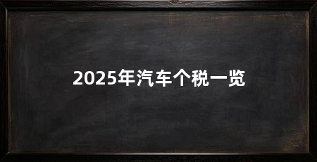 2025年汽车个税一览