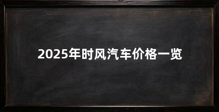 2025年时风汽车价格一览