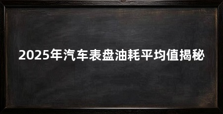 2025年汽车表盘油耗平均值揭秘