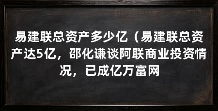 易建联总资产多少亿（易建联总资产达5亿，邵化谦谈阿联商业投资情况，已成亿万富网