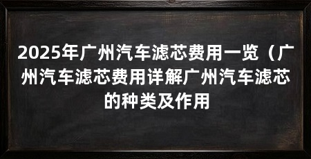2025年广州汽车滤芯费用一览（广州汽车滤芯费用详解广州汽车滤芯的种类及作用