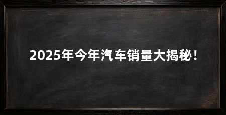 2025年今年汽车销量大揭秘！