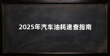 2025年汽车油耗速查指南