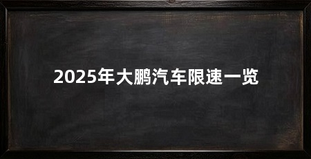 2025年大鹏汽车限速一览