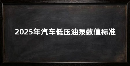 2025年汽车低压油泵数值标准