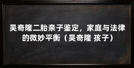 吴奇隆二胎亲子鉴定，家庭与法律的微妙平衡（吴奇隆 孩子）