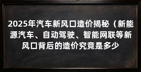 2025年汽车新风口造价揭秘（新能源汽车、自动驾驶、智能网联等新风口背后的造价究竟是多少