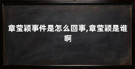 章莹颖事件是怎么回事,章莹颖是谁啊