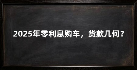 2025年零利息购车,货款几何?
