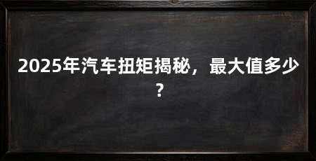2025年汽车扭矩揭秘，最大值多少？