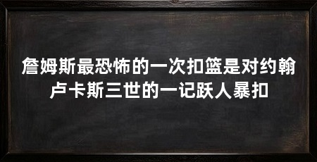 詹姆斯最恐怖的一次扣篮是对约翰卢卡斯三世的一记跃人暴扣