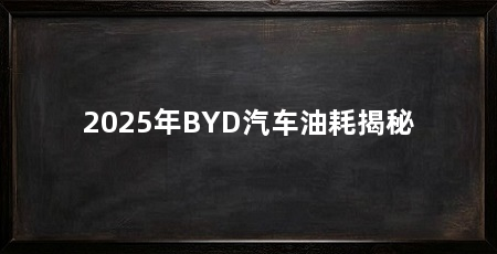 2025年BYD汽车油耗揭秘