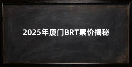 2025年厦门BRT票价揭秘