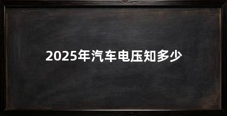 2025年汽车电压知多少