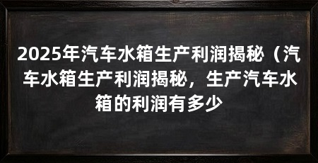 2025年汽车水箱生产利润揭秘（汽车水箱生产利润揭秘，生产汽车水箱的利润有多少