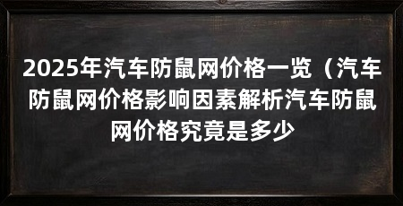 2025年汽车防鼠网价格一览(汽车防鼠网价格影响因素解析汽车防鼠网价格究竟是多少