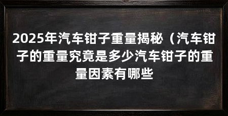 2025年汽车钳子重量揭秘（汽车钳子的重量究竟是多少汽车钳子的重量因素有哪些