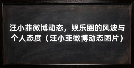 汪小菲微博动态，娱乐圈的风波与个人态度（汪小菲微博动态图片）