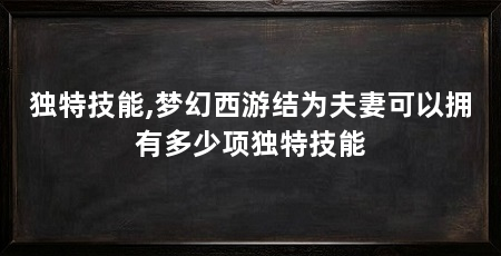 独特技能,梦幻西游结为夫妻可以拥有多少项独特技能