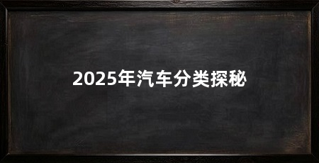2025年汽车分类探秘