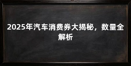 2025年汽车消费券大揭秘，数量全解析