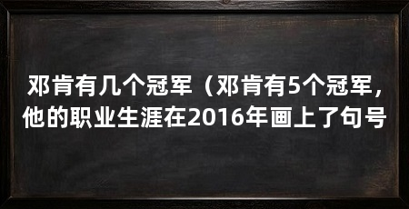 邓肯有几个冠军（邓肯有5个冠军，他的职业生涯在2016年画上了句号