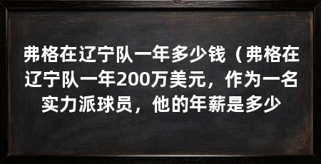 弗格在辽宁队一年多少钱（弗格在辽宁队一年200万美元，作为一名实力派球员，他的年薪是多少