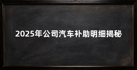 2025年公司汽车补助明细揭秘