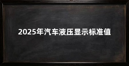2025年汽车液压显示标准值