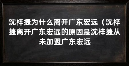 沈梓捷为什么离开广东宏远（沈梓捷离开广东宏远的原因是沈梓捷从未加盟广东宏远