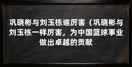 巩晓彬与刘玉栋谁厉害（巩晓彬与刘玉栋一样厉害，为中国篮球事业做出卓越的贡献
