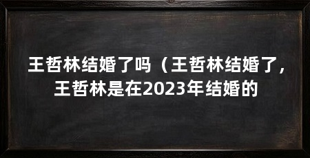 王哲林结婚了吗（王哲林结婚了，王哲林是在2023年结婚的