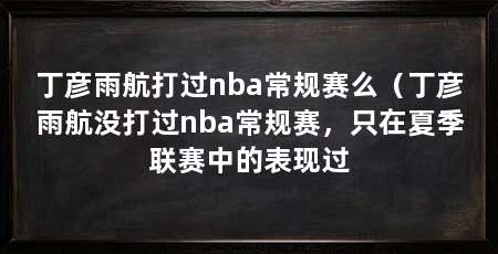 丁彦雨航打过nba常规赛么（丁彦雨航没打过nba常规赛，只在夏季联赛中的表现过