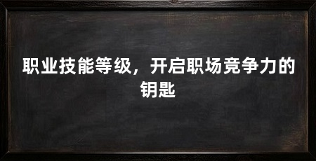 职业技能等级,开启职场竞争力的钥匙