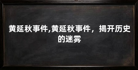 黄延秋事件,黄延秋事件,揭开历史的迷雾