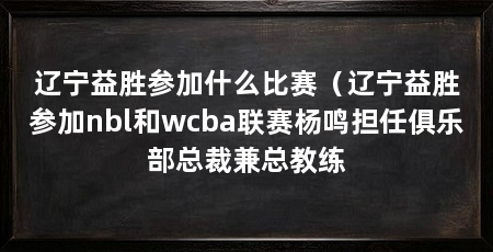 辽宁益胜参加什么比赛(辽宁益胜参加nbl和wcba联赛杨鸣担任俱乐部总裁兼总教练