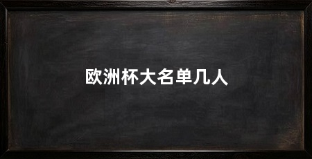 欧洲杯大名单几人