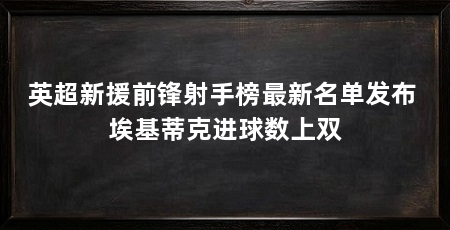 英超新援前锋射手榜最新名单发布 埃基蒂克进球数上双