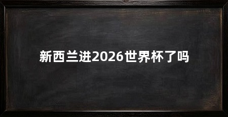 新西兰进2026世界杯了吗