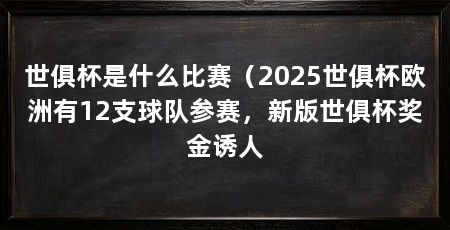 世俱杯是什么比赛（2025世俱杯欧洲有12支球队参赛，新版世俱杯奖金诱人